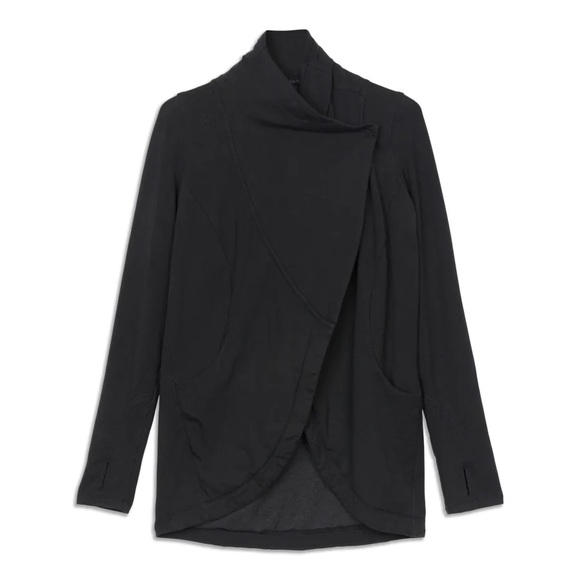 Lululemon Rulu Rally Wrap Black 6 Jacket Cardigan Sweater Snap Button Closure - Picture 4 of 16